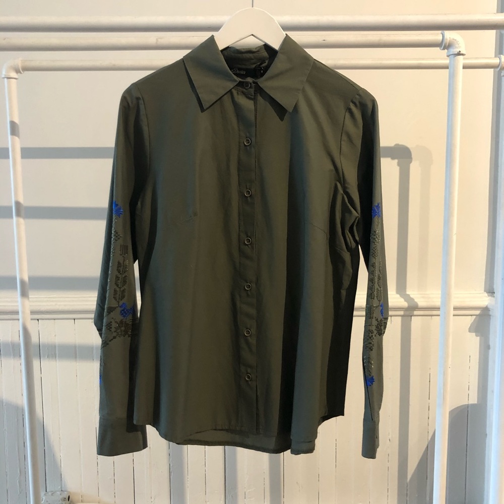 DEVOTION MADE IN GREECE GREEN BLOUSE  EMBROIDERED
